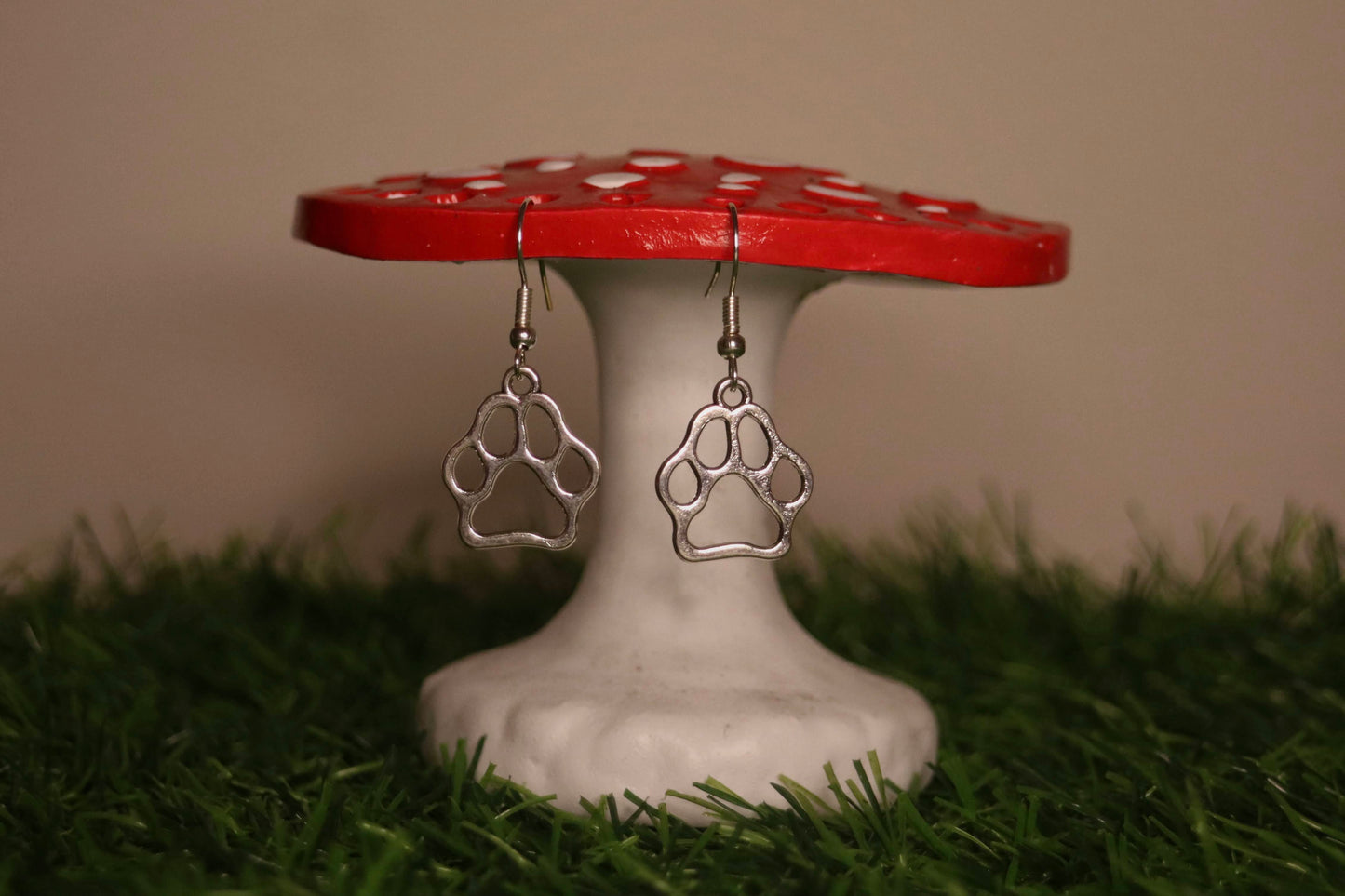 Silver Animal Paw Print Earrings