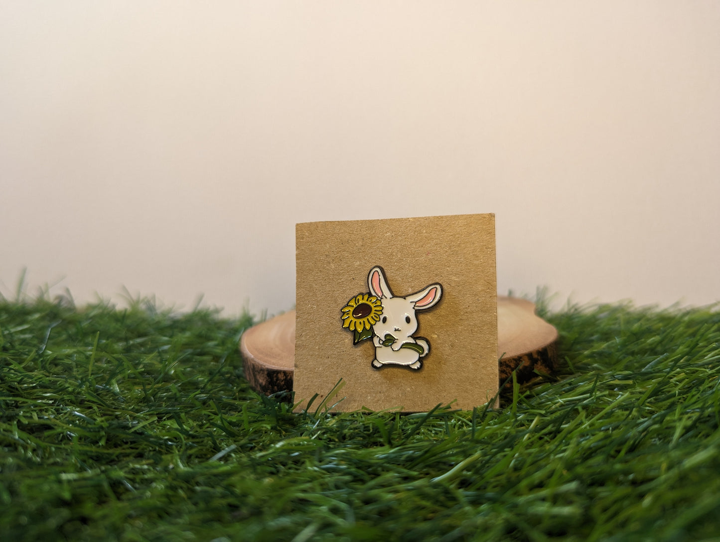 Bunny Holding A Sunflower Pin