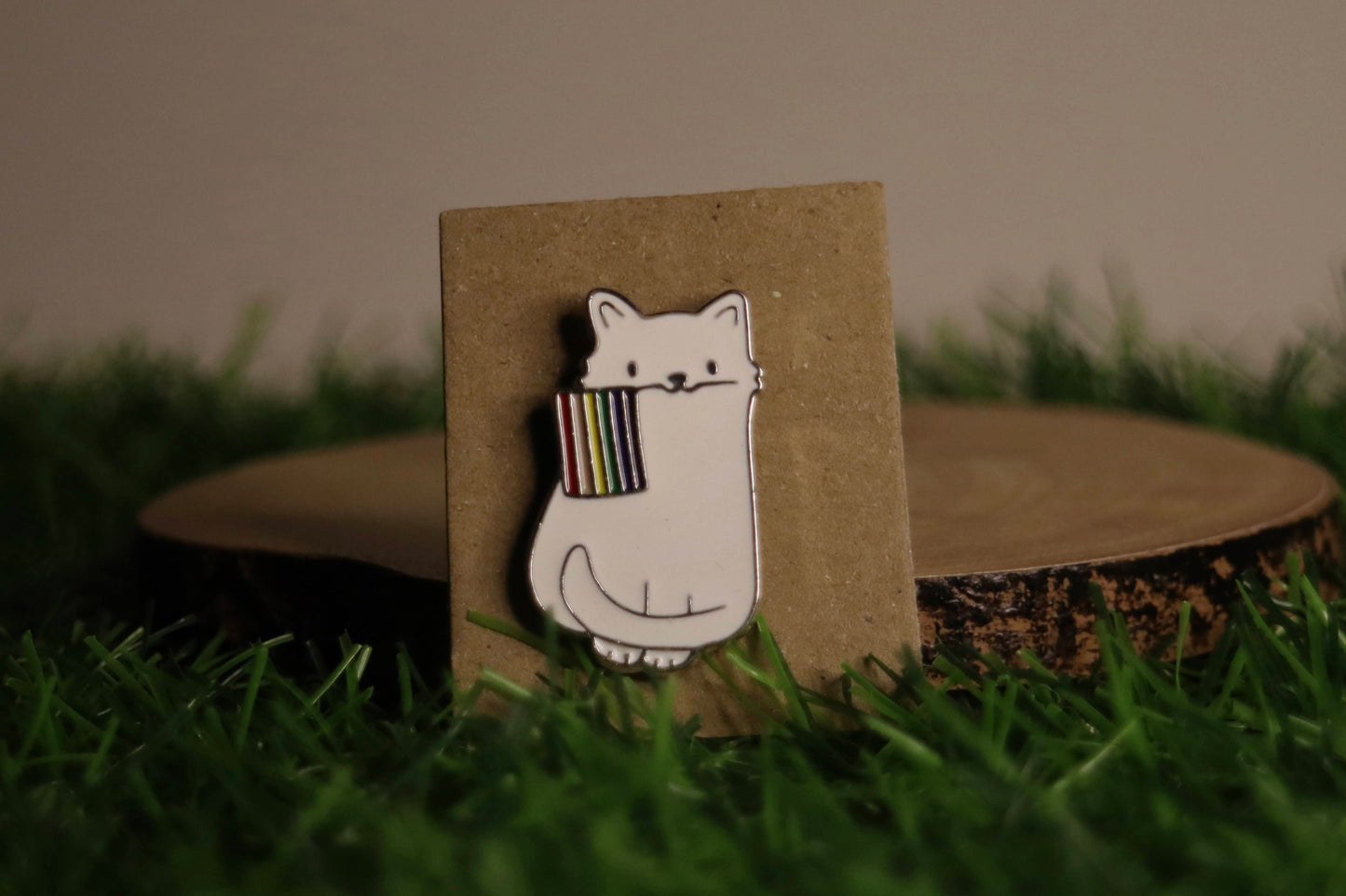 Cat Waving Pride Flag Pin