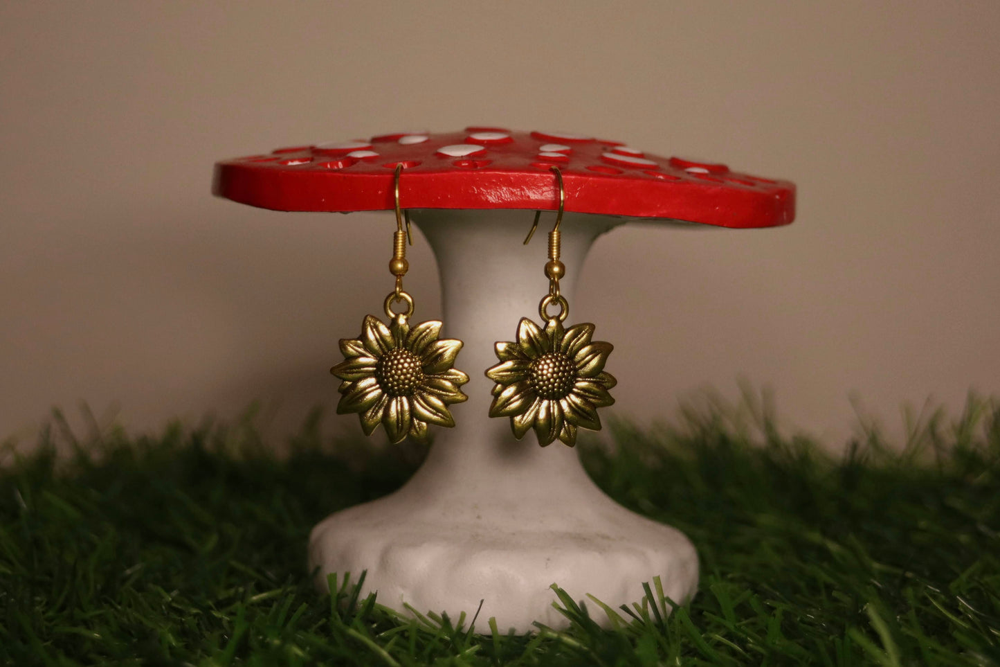 Gold Sunflower Earrings