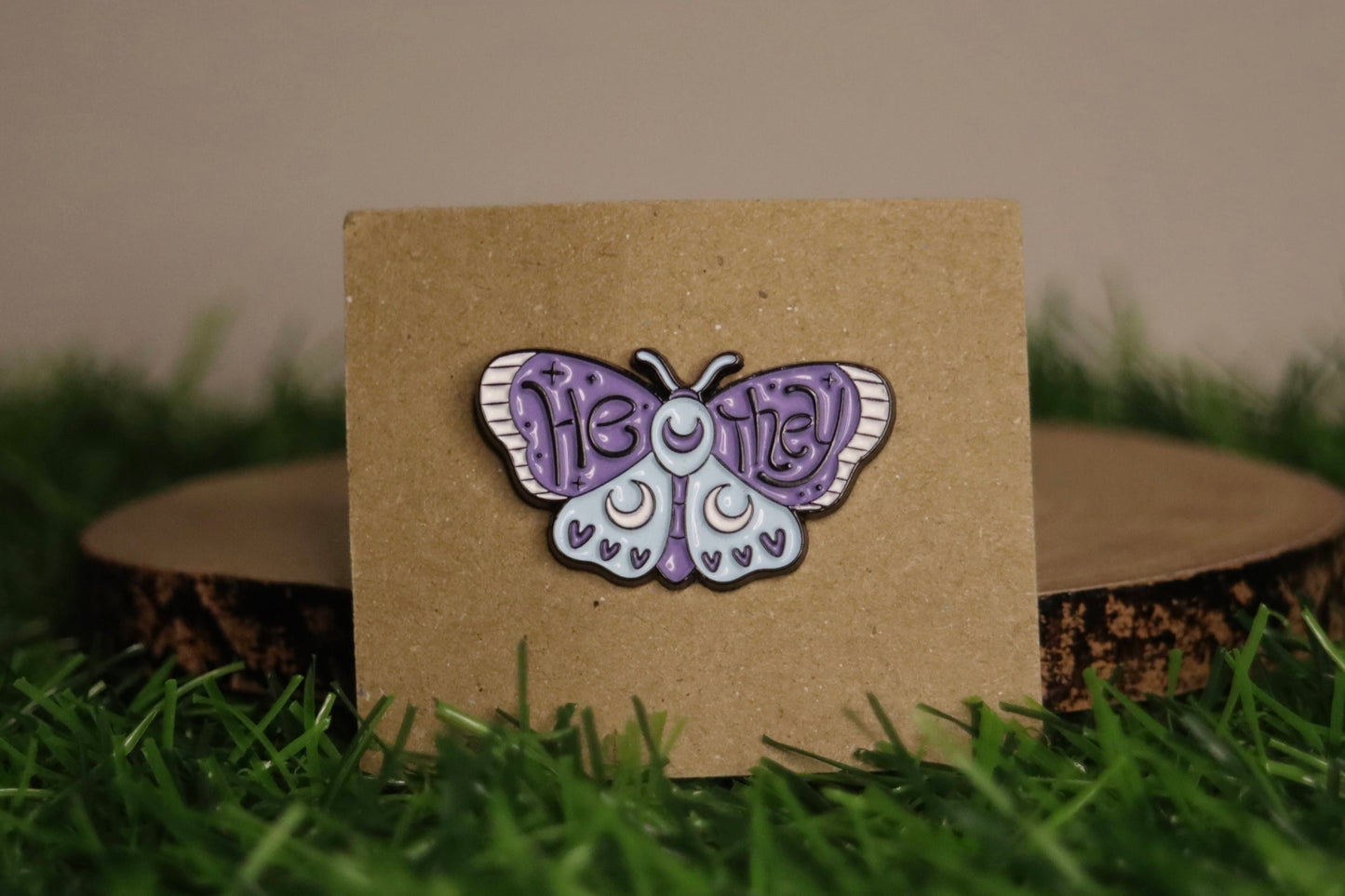 Moth Pronoun (Various Pronouns Available) Pin