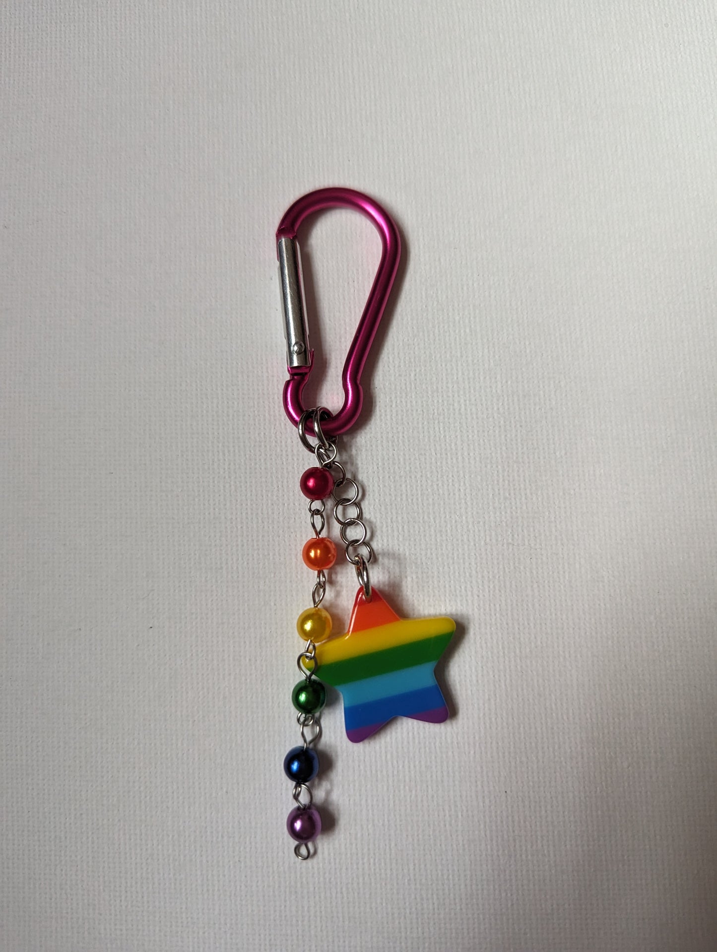 Pink Carabiner With Rainbow Star