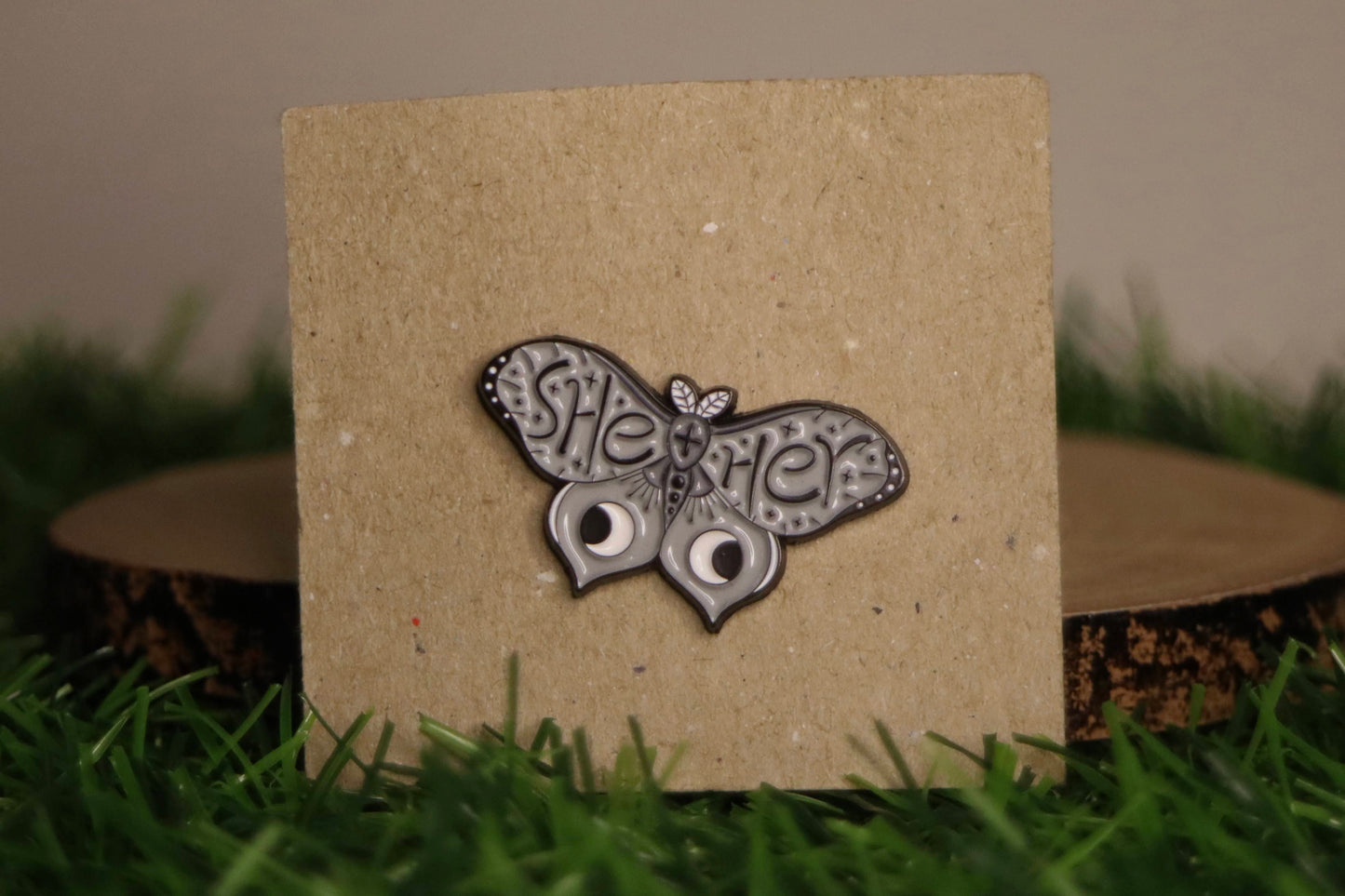 Moth Pronoun (Various Pronouns Available) Pin