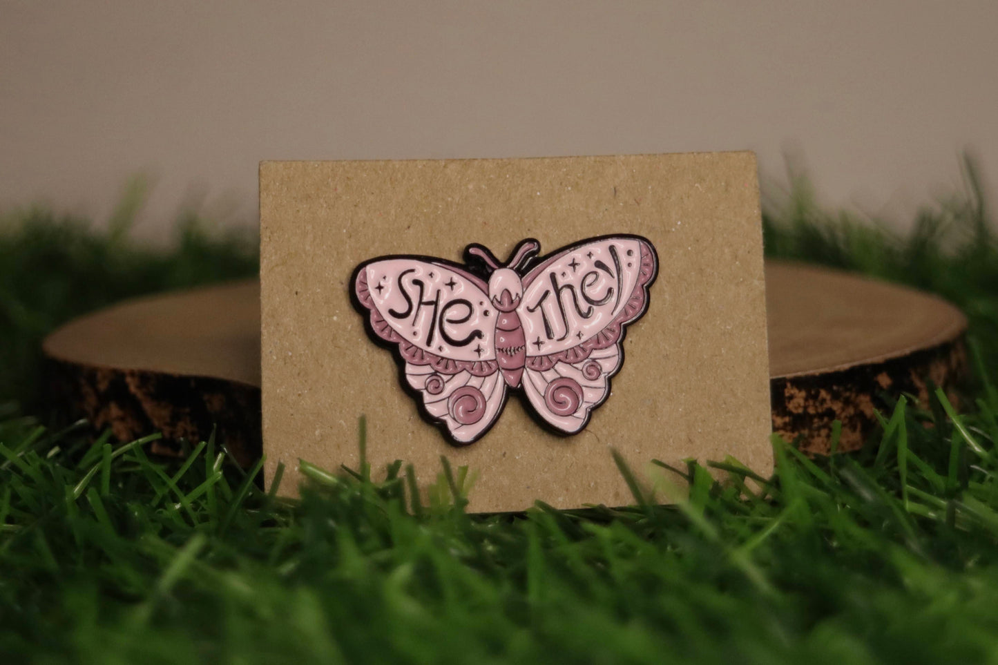 Moth Pronoun (Various Pronouns Available) Pin
