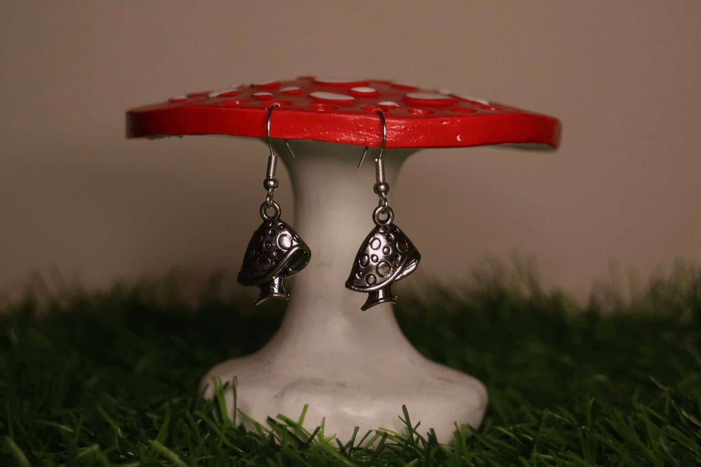 Silver Mushroom Earrings