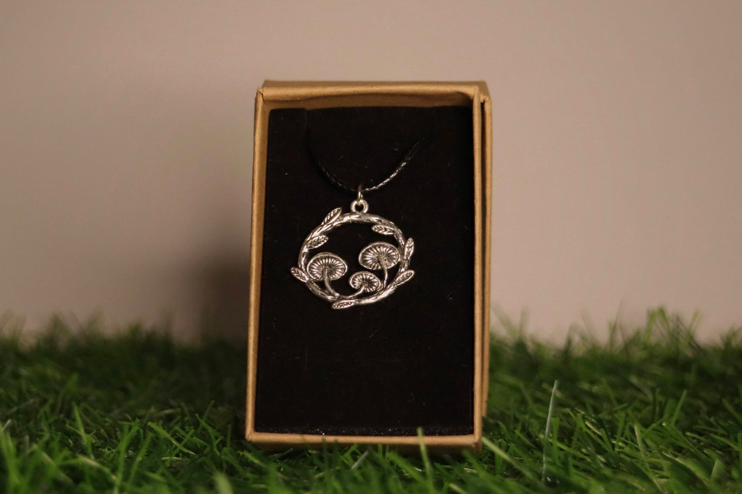 Silver Mushroom Fairy Ring Necklace