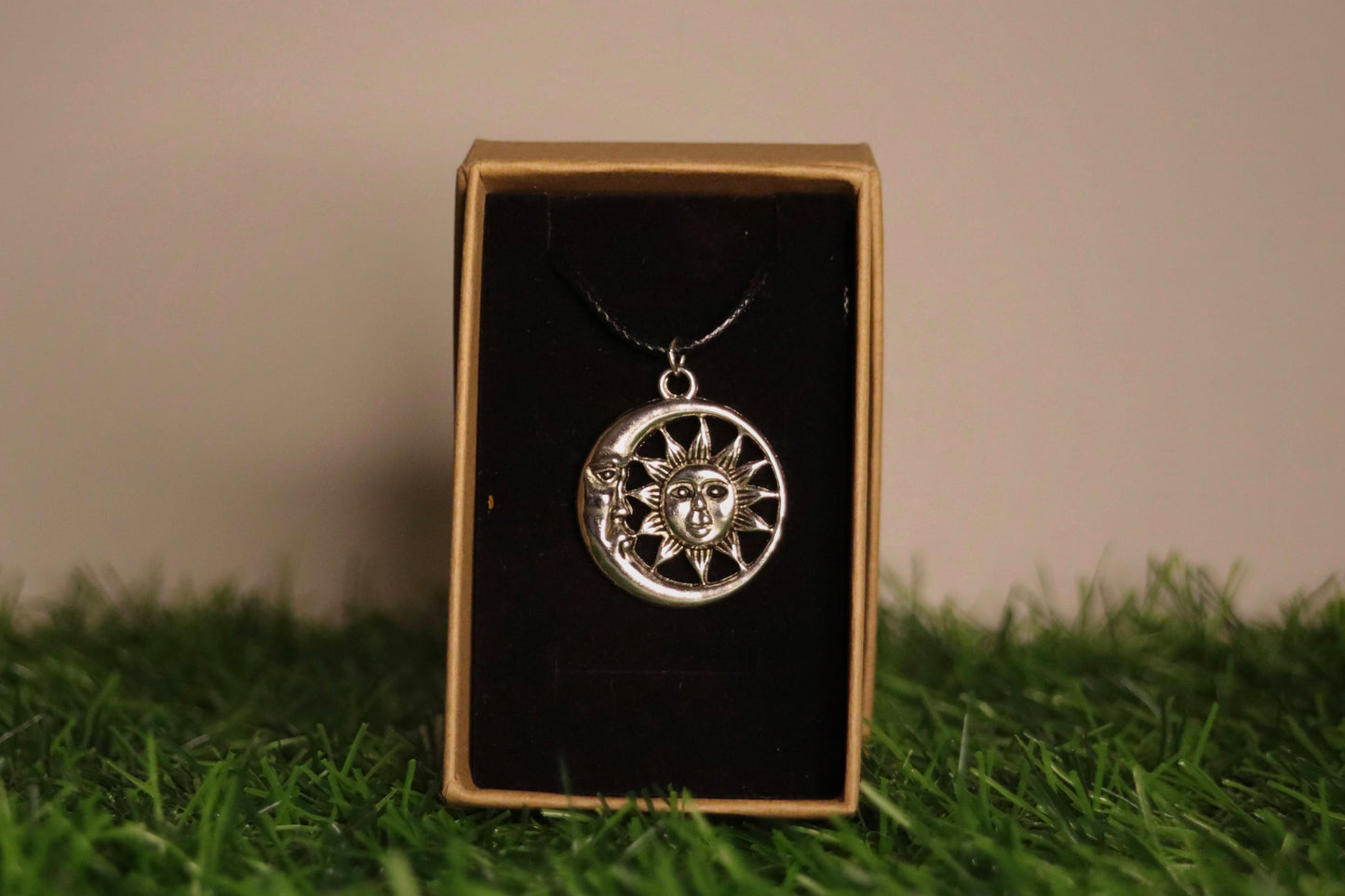 Silver Sun And Moon Necklace
