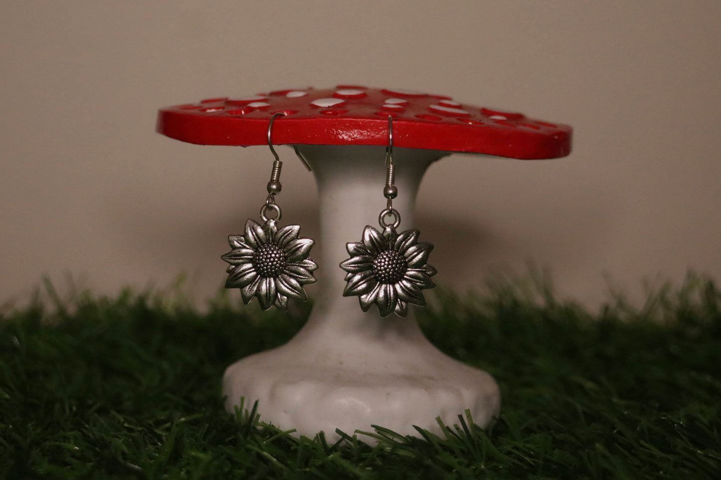 Silver Sunflower Earrings