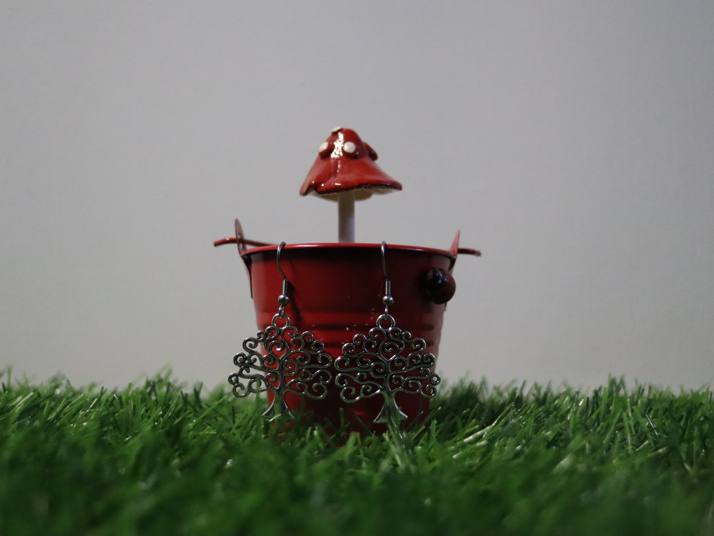 Silver Swirl Tree Earrings