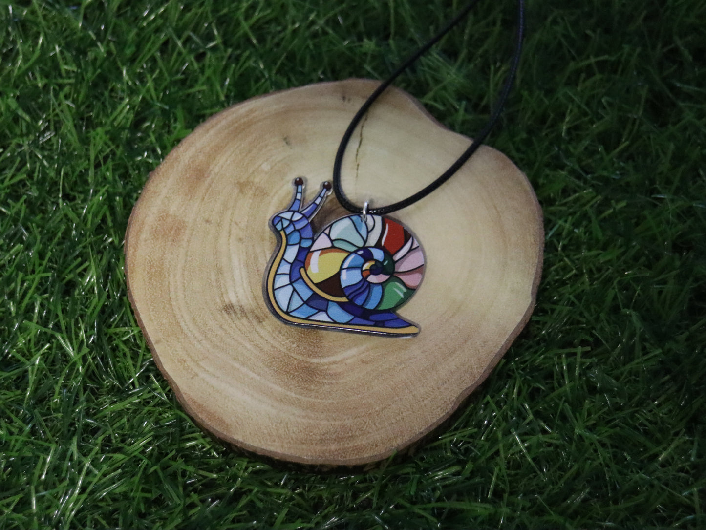 Stained Glass Effect Snail Necklace