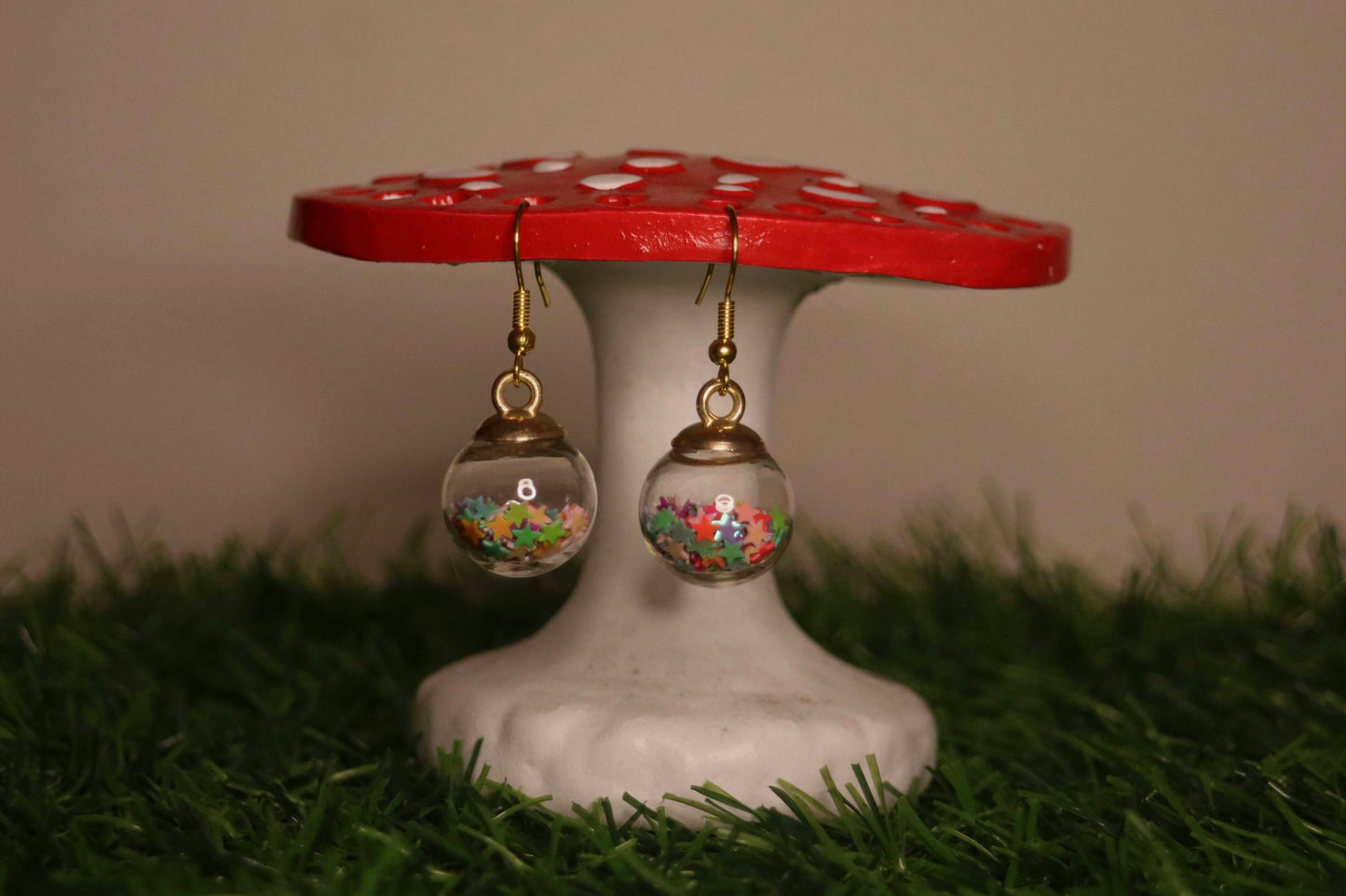 Glass Bauble Gold Earrings