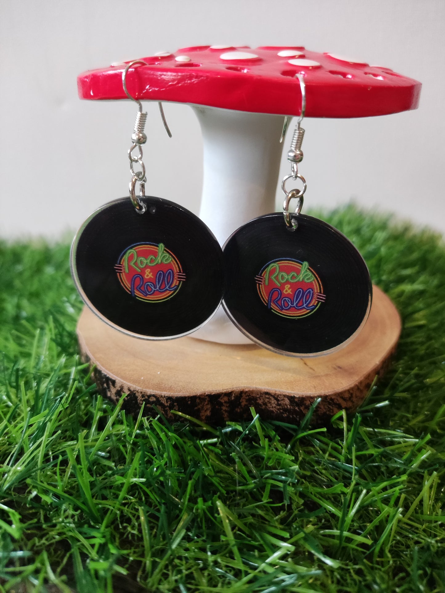 Vinyl Rock & Roll Record Earrings
