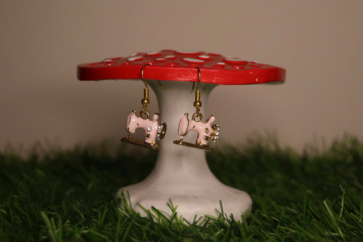 Retro Sewing Machine Gold Earrings - Various Colours Available