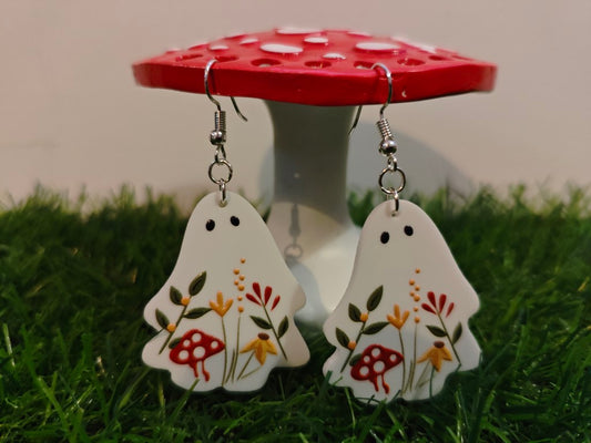 Autumnal Mushroom Ghost Earrings