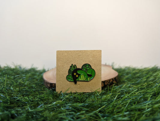 Black Cat Among Leaves Pin