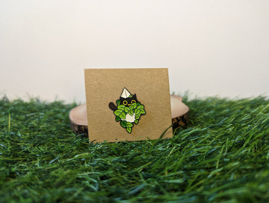 Black Cat In A Hanging Plant Pin
