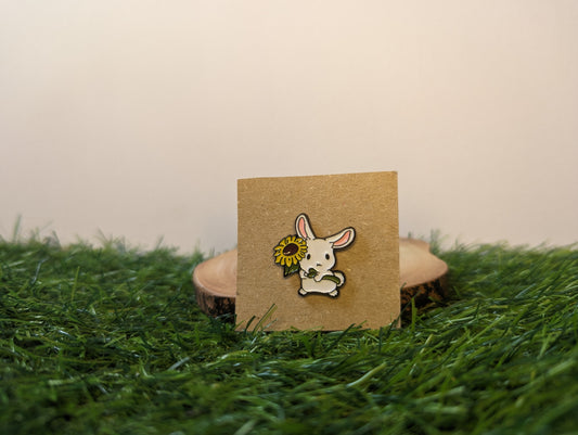 Bunny Holding A Sunflower Pin