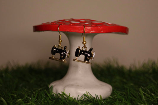 Retro Sewing Machine Gold Earrings - Various Colours Available