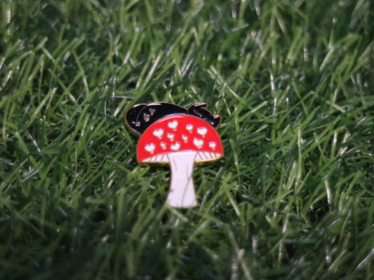 Cat Sitting On A Mushroom Pin