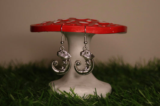 Silver Chameleon Earrings