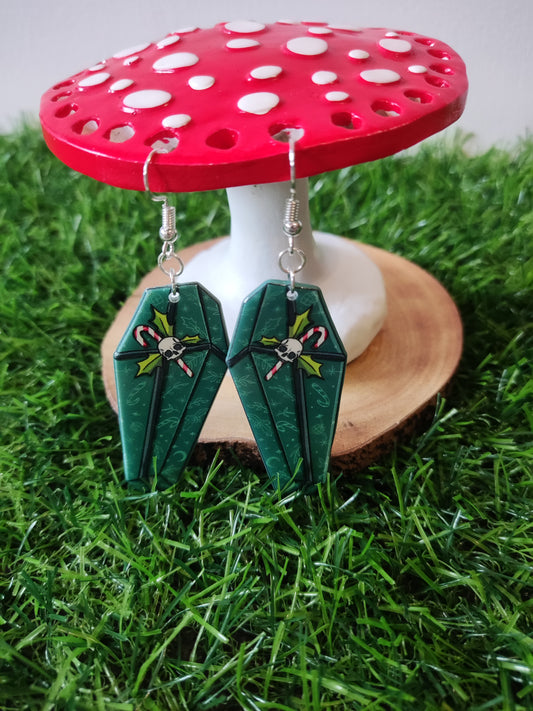Christmas Coffin Earrings