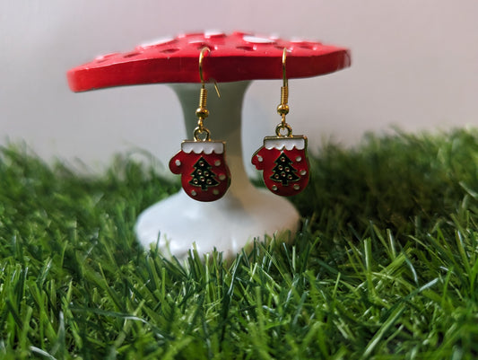 Christmas Tree Mitten Earrings