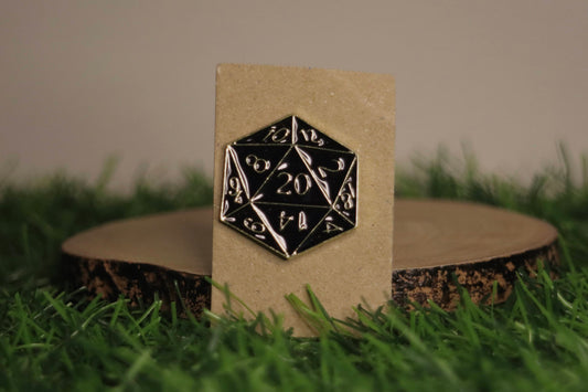 D20 Role Playing Die Pin