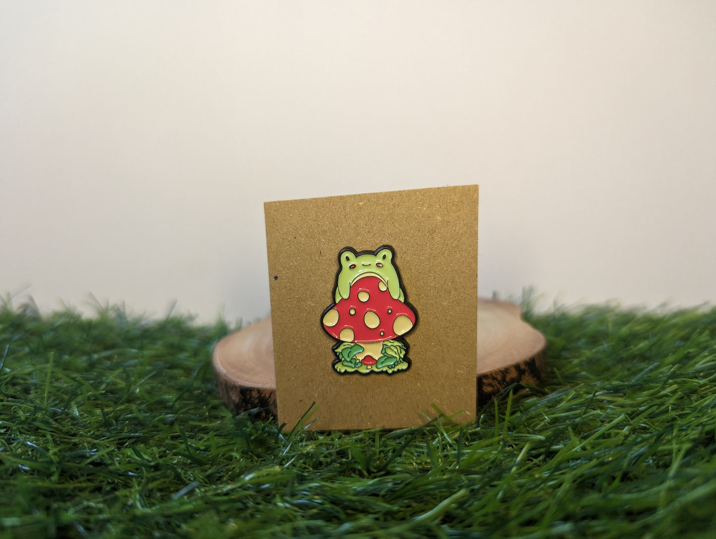 Frog Sitting On A Mushroom Pin