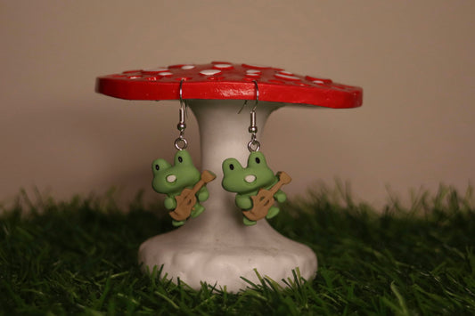 Frog Playing Guitar Earrings
