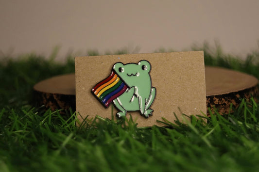 Frog Waving Pride Flag Pin