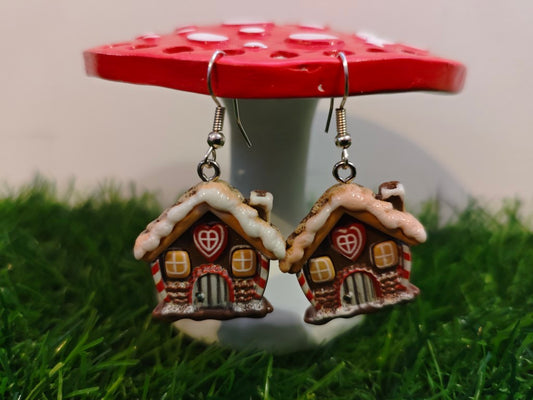 Gingerbread House Christmas Earrings
