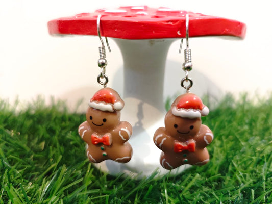 Gingerbread Men With Hat Christmas Earrings