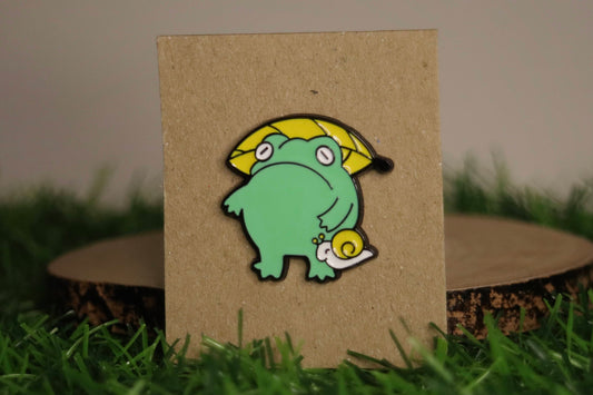 Glum Frog With Snail Pin