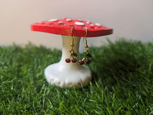 Gold Cherry Earrings
