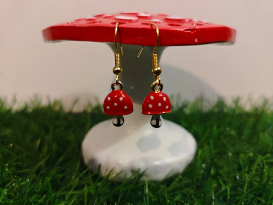 Gold Mushroom Earrings