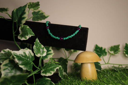 Purple And Green Custom Beaded Necklace