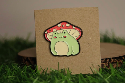 Happy Mushroom Frog Pin