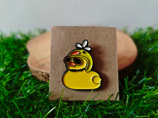 Helmet Wearing Rubber Duck Pin