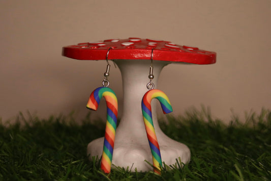 Pride Rainbow Candy Cane Earrings