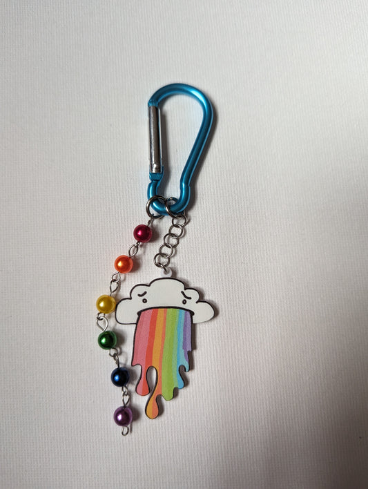 Blue Carabiner With Rainbow Cloud