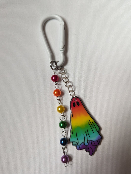 White Carabiner With Rainbow Ghost