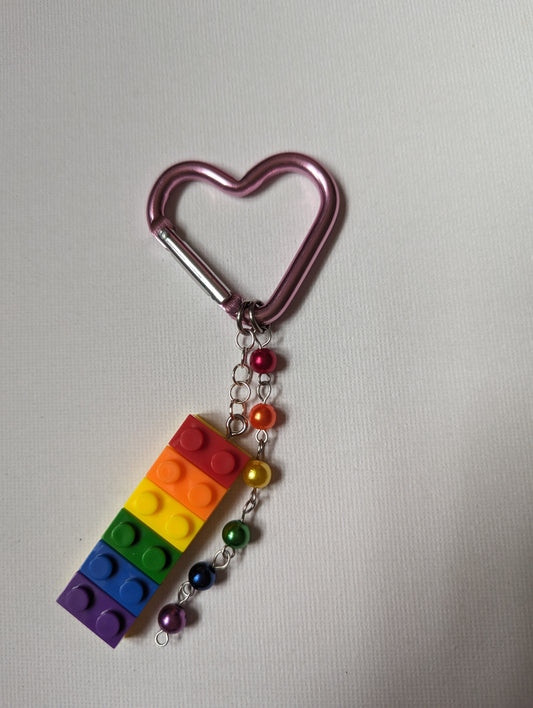 Heart Carabiner with Rainbow Brick