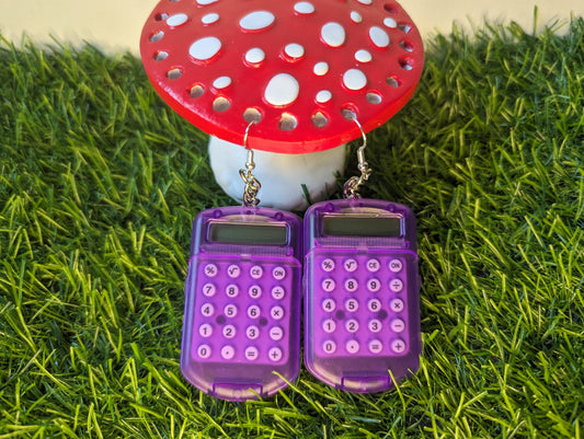 Purple Calculator Earrings