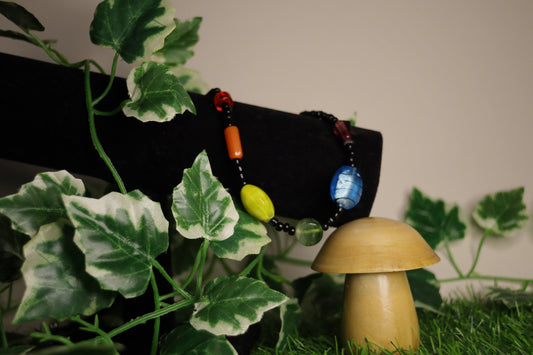 Rainbow Recycled Bead Custom Beaded Necklace (Long)