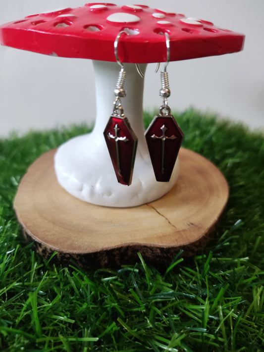 Red Coffin Earrings