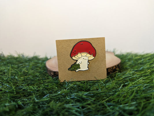 Running Mushroom And Frog Pin
