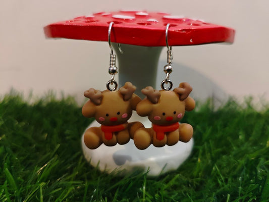 Scarf Wearing Reindeer Earrings