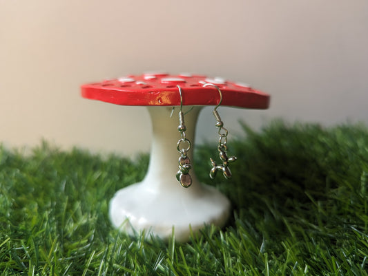 Silver Balloon Dog Earrings