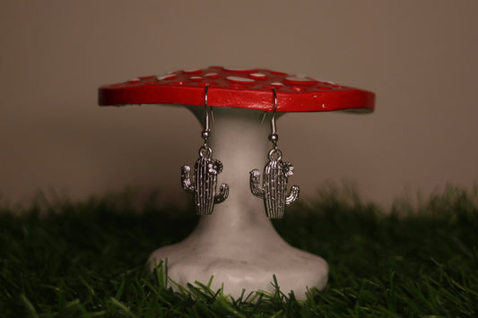 Silver Cactus Flower Earrings