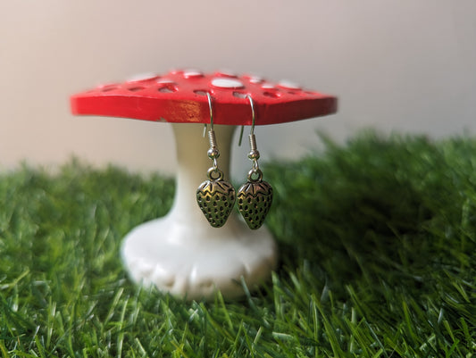 Silver Strawberry Earrings